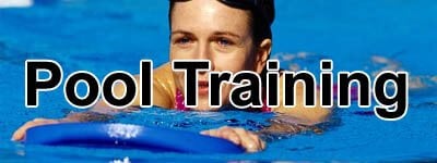 pool fins, kickboards, pull buoys, swim caps, pool training equipment