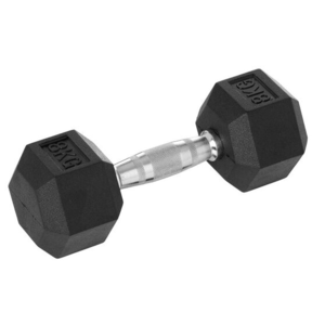 Rubber Hex Dumbell 8kg Single
