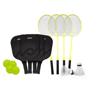 Pivot Multi-Game Badminton Pickleball Set with Adjustable Net