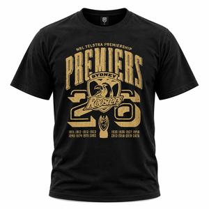 Official 2026 NRL Roosters Mens Premiers Tee-Shirt Limited Edition